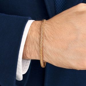 Pulsera de oro 18k naranja | Eslabón doble tejido